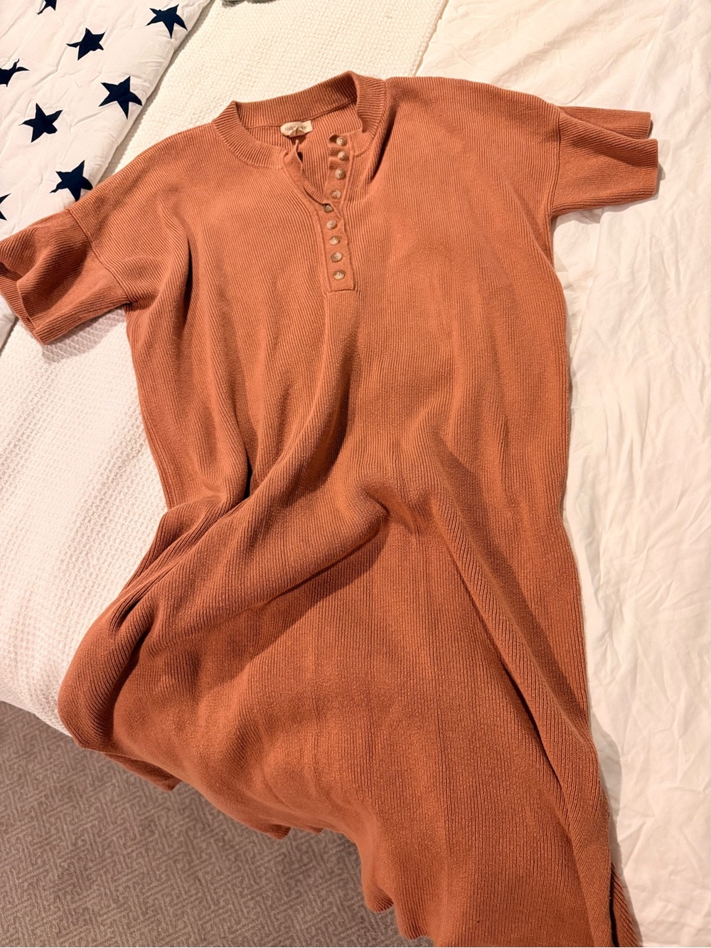 Sister Katie - Cozy Rust Knit Polo Dress - Women